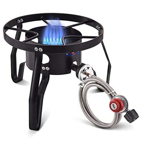 55,000BTU Propane Camping Stove with Large Surface - Outdoor Cooker for Turkey Fry & Boiling
