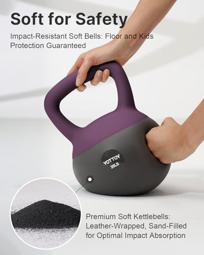 15LB Purple Soft Kettlebell for Strength Training & Home Workouts - Cushioned Base, Wide Handle