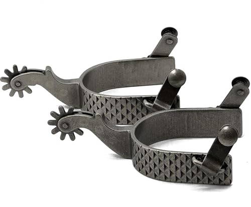 Men's Western Cowboy Spurs with Antique Silver Finish and Straps