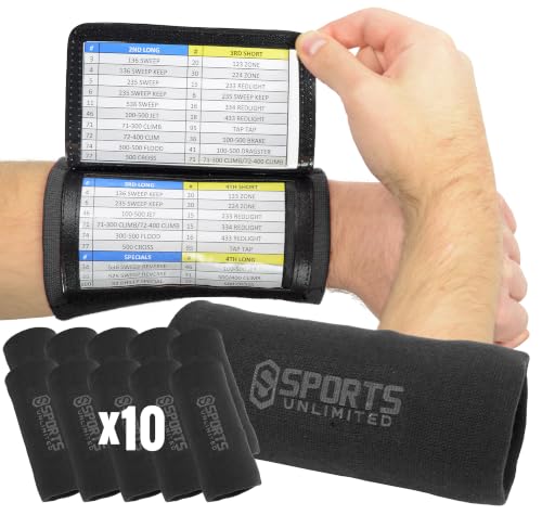 Black 10 Pack Youth Football & Baseball Wrist Coach Wristbands with Viewing Windows