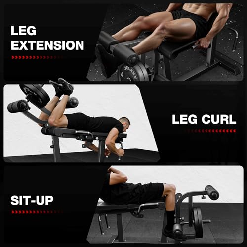 JELENS Black Adjustable Leg Extension and Curl Machine for Home Gym