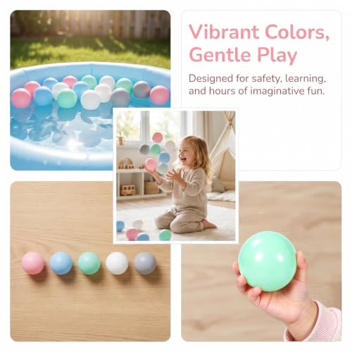 Plastic Ball Pit Balls 50 Pack for Baby Toddler Kids - 5 Macaron Colors