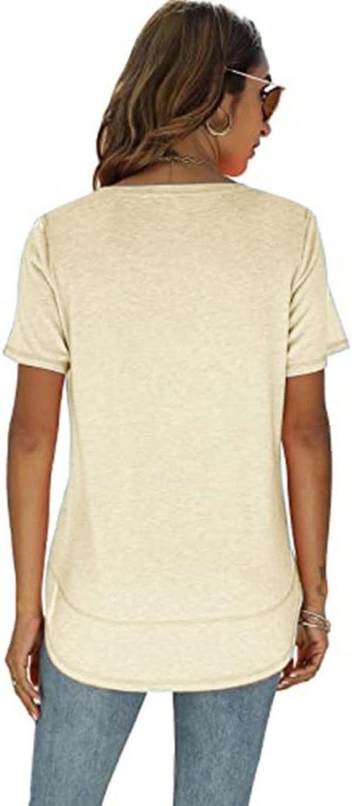 Beimuc Summer Tops for Women - Short Sleeve Crewneck Tunic Shirts with Side Split | Loose Fit