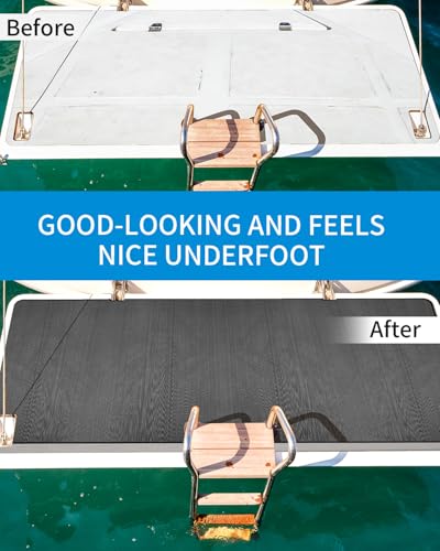 Oceanbroad Marine Grade Brushed EVA Foam Boat Flooring - Self-Adhesive, Non-Slip, 96"L x 38"W, Dark Gray