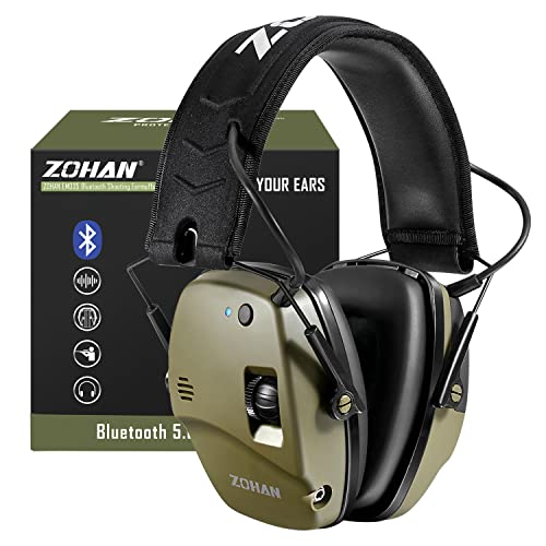 Green Bluetooth Shooting Ear Protection Earmuffs with Noise Cancellation & Sound Amplification