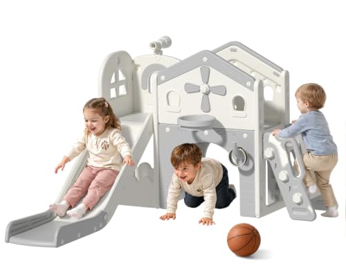 Babytronic White & Gray 10-in-1 Toddler Indoor & Outdoor Playset with Slide & Climber