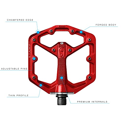 Crankbrothers Stamp 7 Flat MTB Pedals - Small Red Size, Lightweight & Durable
