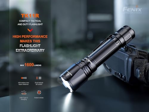 Rechargeable Tactical LED Flashlight with Holster & Charging Cable - 1600 Lumens