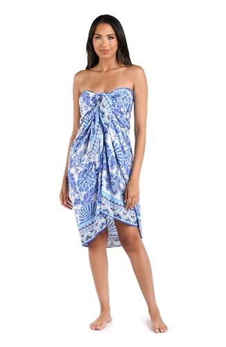 Women's Blue Pareo Wrap Beach Cover Up - One Size, Vibrant Swimwear Accessory