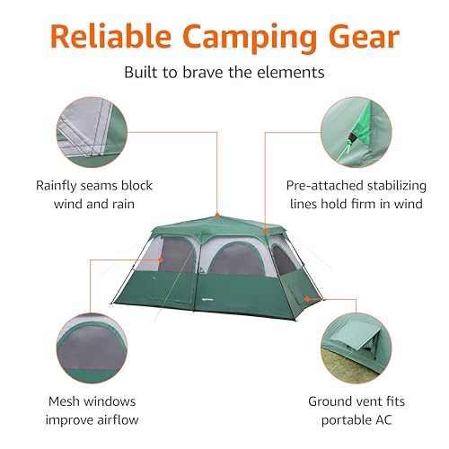 8 Person Camping Tent with Rainfly - Weather-Resistant, Quick Setup