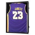 Black Jersey Display Case with Locks, UV Protection Acrylic, 3 Display Options, 31.25x23.25 Inches - Black Frame 1 Pack