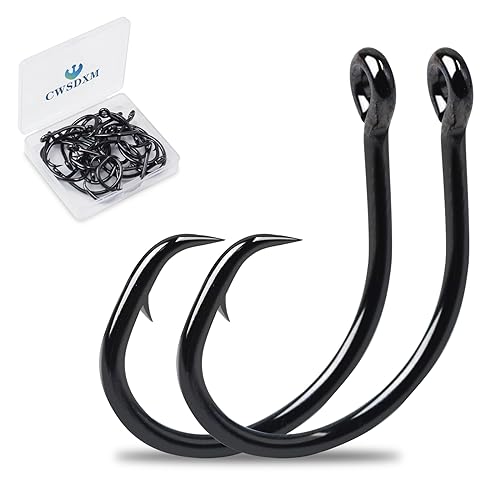 Saltwater Circle Hooks in-Line Wide Gap Fishing Hooks for Catfish Tuna & More - 4/0 20pcs - Strong Carbon Steel