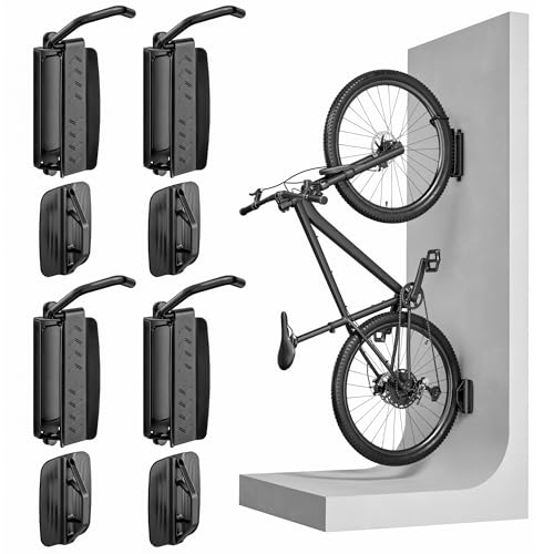 PEGZONE 4 Pack Bike Wall Mount Garage Storage Holds 77lbs Swivel Indoor Bike Racks