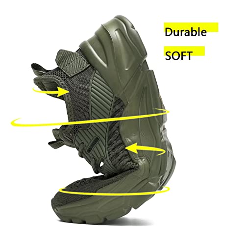 Men's Running Shoes Army Green 9.5 Non Slip Breathable Lightweight Sneakers