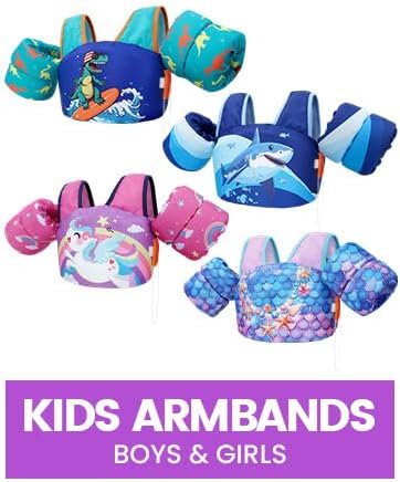 Skiennix Toddler Swim Vest - US Coast Guard Approved Life Jacket for Kids 30-50 Lbs | Arm Floaties with Whistle