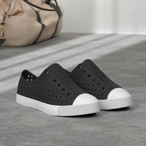 Native Shoes Jefferson Unisex Lightweight Slip-On Sneakers - Jiffy Black / Shell White 12 Women / 10 Men