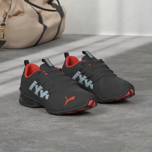 Women's PUMA Riaze Prowl Palm Mesh Shoes - Black, Pink, Aquamarine, Size 9