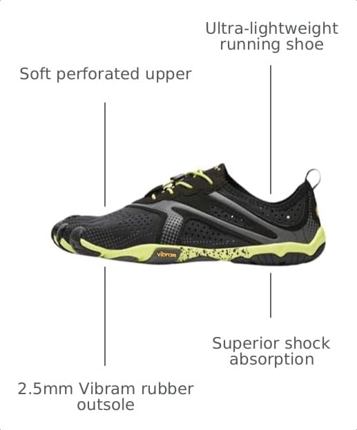 Vibram Men's FiveFingers V-Run Barefoot Road Running Shoes - Black/Yellow 14-15