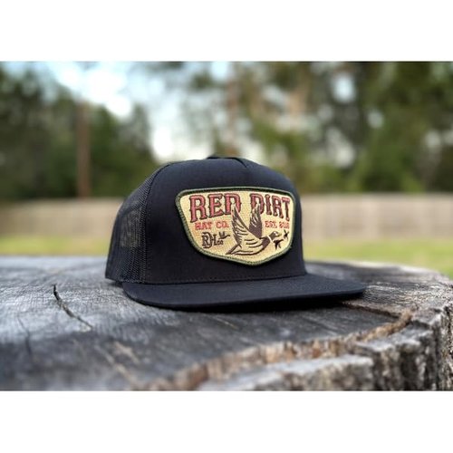Red Dirt Hat Company Fly South 5-Panel Adjustable Snapback Hat, Trucker Cap w/Ventilated Mesh Back & Snap Back Closure, Structured Baseball Cap for Men & Women - Black, One Size Fits All