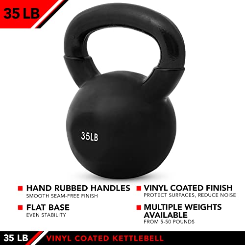 35lb Vinyl Coated Cast Iron Kettlebell for Strength & Cardio Workout