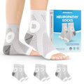 Neuropathy Compression Socks Large Gray 3 Pairs - Foot & Ankle Relief
