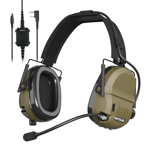 Retevis Noise-Canceling Tactical Headset with Hearing Protection, Wireless Compatibility