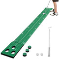 Indoor Putting Green Game Set - 8.5ft Golf Practice Mat with Metal Putters & Balls