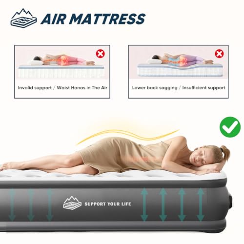 JUITOY Twin Air Mattress with Built-in Pump - Inflatable Blow Up Bed, Variation 24