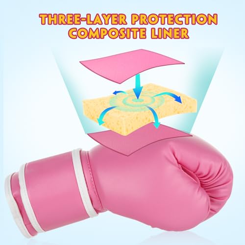 Kids Boxing Gloves for Boys Girls Youth Age 5-12 Pink No Pattern