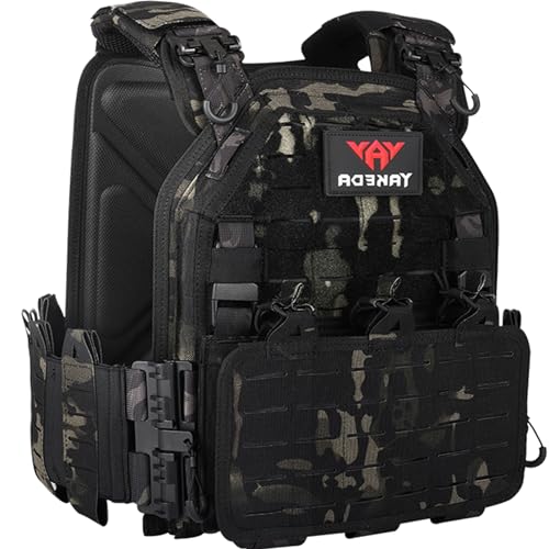 YAKEDA Black One Size Tactical Vest for Men - Lightweight 1000D Nylon Modular Vest