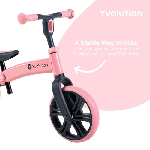 Pink Yvolution Y Velo Junior 9-Inch Balance Bike for Toddlers Ages 18 Months-3 Years