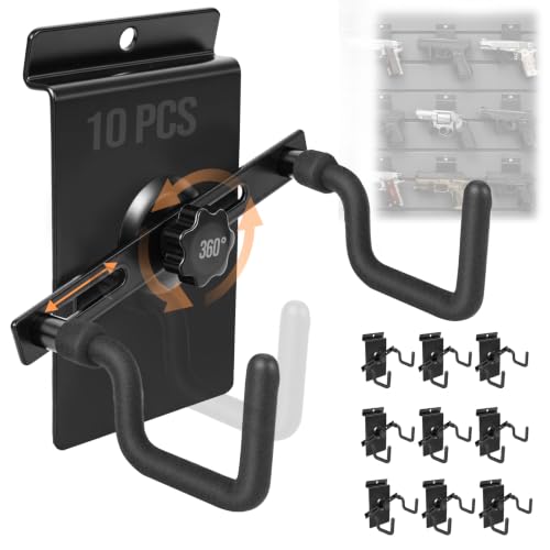 10 Pack Pistol Wall Mount Rack - Adjustable Display Holder for Firearms