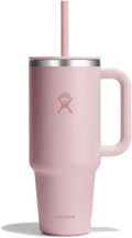 Hydro Flask Travel Tumbler - Insulated Stainless Steel with Handle & Straw | 40 Oz Tonal Trillium Pink