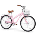 Pink 26-Inch Beach Cruiser Bike for Men Women City Commuter Bicycle