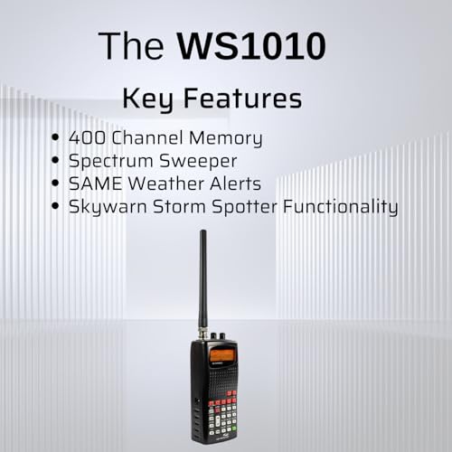 Whistler WS1010 Handheld Analog Scanner – 400 Channels, Weather Alerts, Spectrum Sweeper, PC Programmable