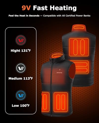 Venustas Men's USB-C Heated Vest X-Large Black - Battery Not Included