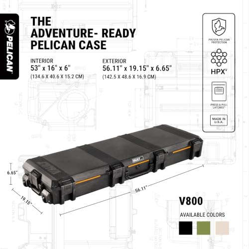 Pelican Vault Long Hard Case V800 56 Inch OG Green for Camera & Gear