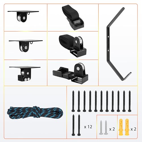 Garage Ceiling Kayak Hoist 10-14 Ft - Heavy Duty Lifting System for Up to 150 lbs