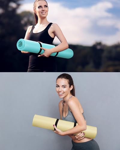 Yoga Mat Set 2 Pieces with Light Green and Light Yellow - Thick Non-Slip Exercise Mats for Home & Gym