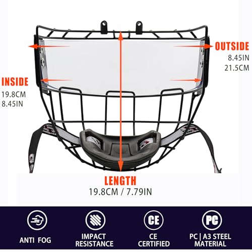 GY Hockey Helmet Cage & Face Shield Protector PC530 Clear - High Impact, Anti-Fog