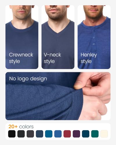 X-Large Merino Wool Thermal Shirt for Men Long Sleeve Dark Blue