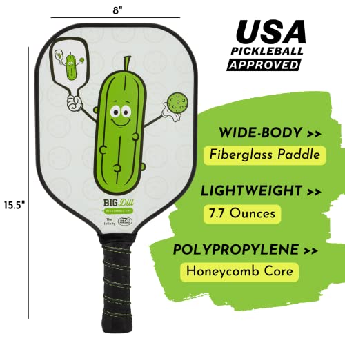 Big Dill Pickleball Paddle Set Fiberglass 2-Pack with Outdoor Balls & Carry Bag