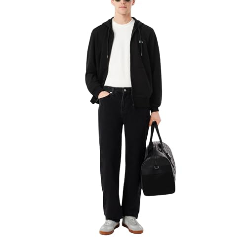 Lacoste Men's Double Face Jersey Zipped Hoodie Large Black - Modern Tonal Finish