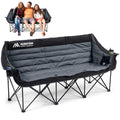 Huskfirm 3-Person Camping Folding Loveseat Chair Black & Grey