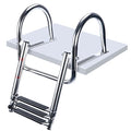 Heavy Duty Stainless Steel Pontoon Boat Ladder - Telescoping Rear Entry with Hand Rail