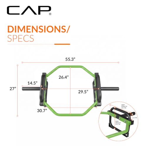 Green Olympic Trap & Shrug Bar with Elevated Grip, 500-Lb Capacity