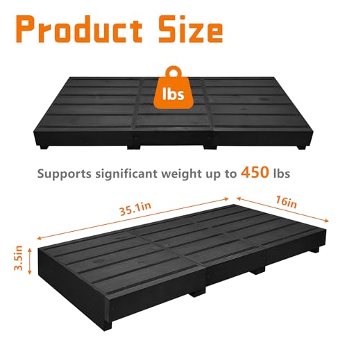 Koretech Black Wooden Outdoor Step Stool - 3.5-inch Height, 35-inch Platform