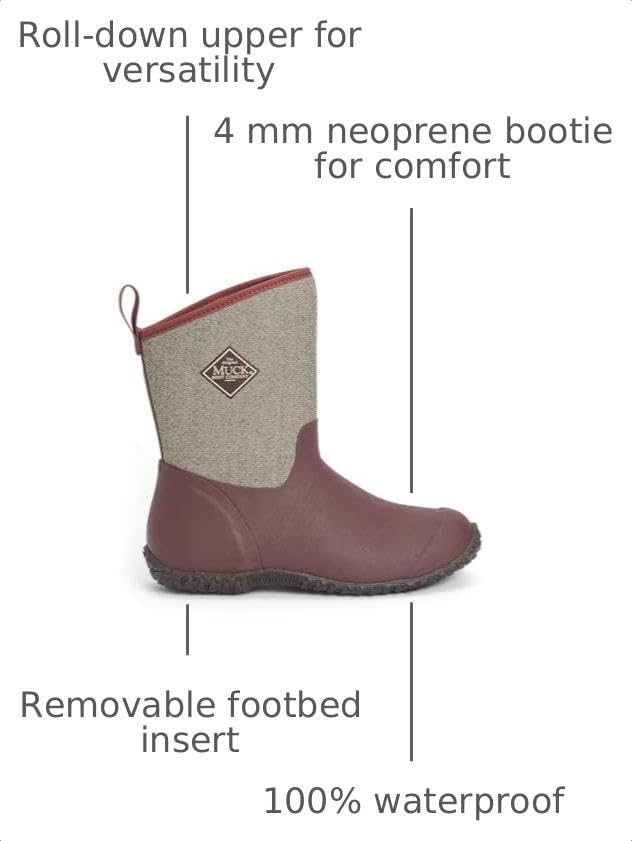 MUCK Women's Muckster II Mid Rubber Boot - Rum Raisin W/Herringbone Variation