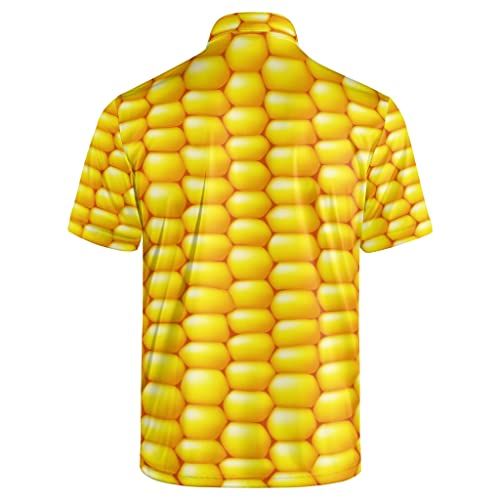X-Large Retro Golf Shirt for Men - Yellow 80s 90s Vintage Performance Polo