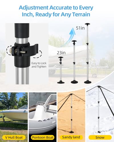 OCEANBROAD Adjustable Aluminum Boat Cover Support Poles 2-Pack Black